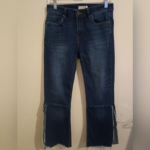 Unpublished Women's Dark Blue Cropped Flare Jeans with Splits On The Legs Sz 28